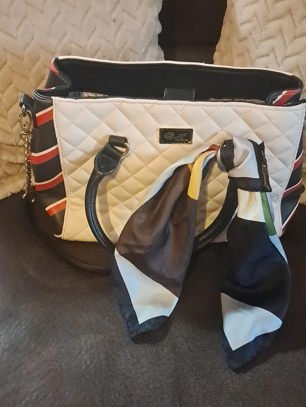 Vintage Dumont Colorblock Diamond Silk Scarf Multicolor Pocket Square Scarf